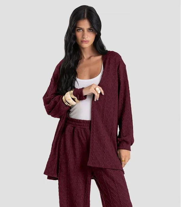 Cardigan Feminino em Malha Tricot Rustic Dianna Vermelho M