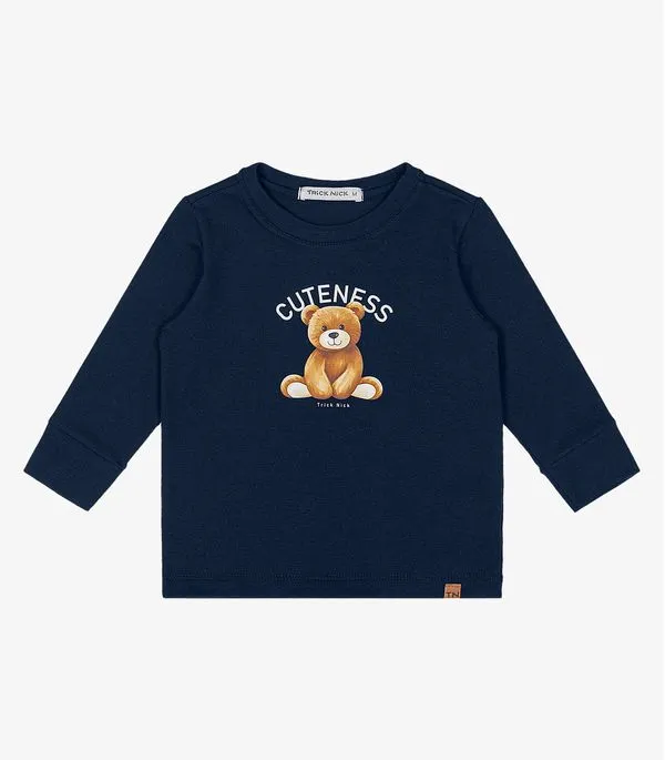 Camiseta Infantil Manga Longa Trick Nick Azul G