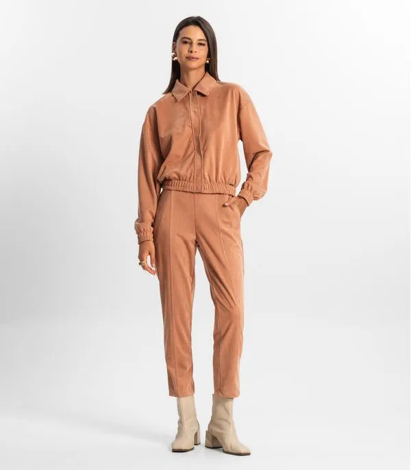 Calça Feminina Em Suede Rovitex Marrom M