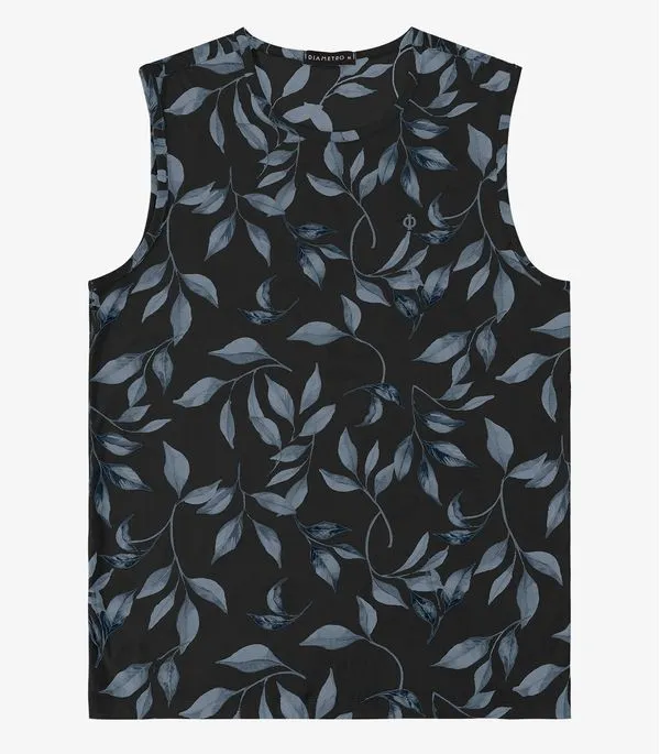 Regata em Meia Malha Masculina Diametro Preto GG