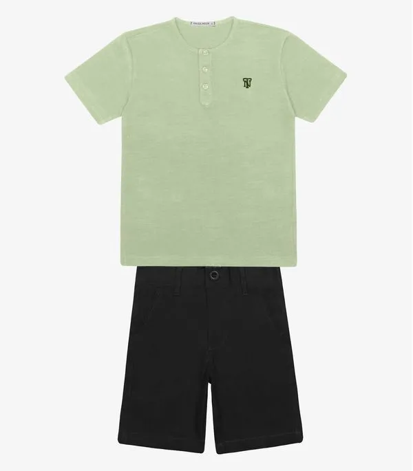 Conjunto Infantil Camiseta Com Bermuda Trick Nick Verde 4