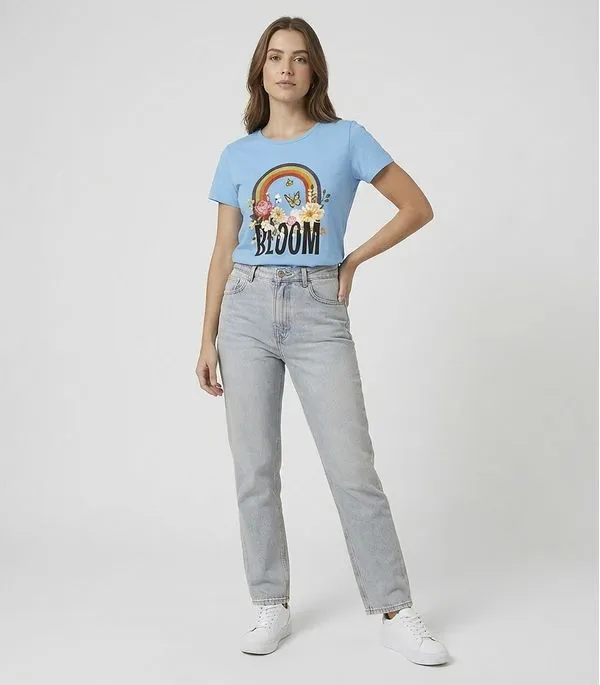 Blusa Baby Look Feminina Estampada Select Azul GG
