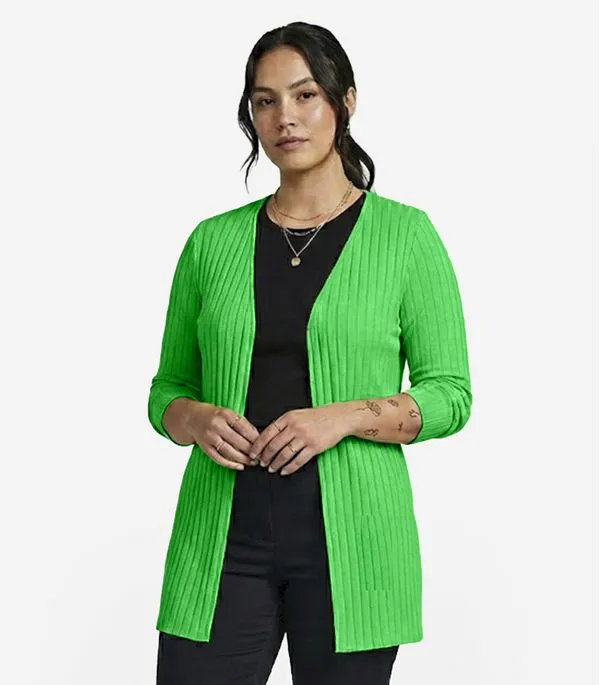 Cardigan Feminino Canelado Infinita Cor Verde G
