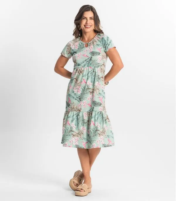 Vestido Midi Feminino Estampado Helanca Select Verde P