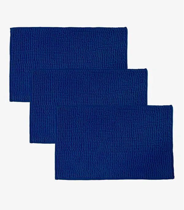 Kit 3 Tapetes Pipoca Microfibra Infinita Cor Azul UN