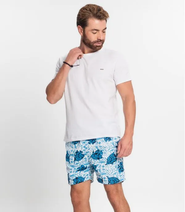 Shorts Masculino Estampado Microfibra Rovitex Azul 44