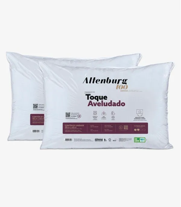 Kit 2 Travesseiros Toque Aveludado Antialérgico Altenburg Branco UN