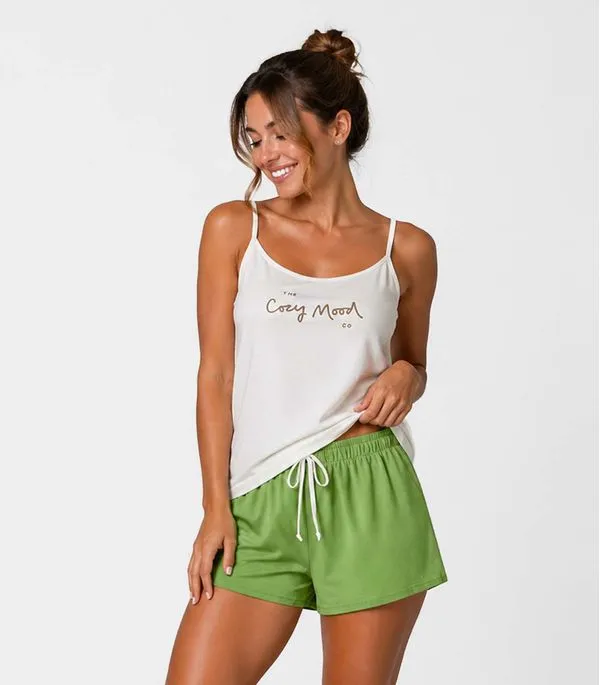 Pijama Feminino Blusa De Alça E Short Infinita Cor Verde GG