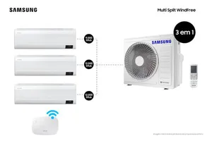 Ar Condicionado Tri-Split Samsung WindFree 24.000 BTUs (Hi Wall 3x12.000) Quente/Frio com WiFi 220V