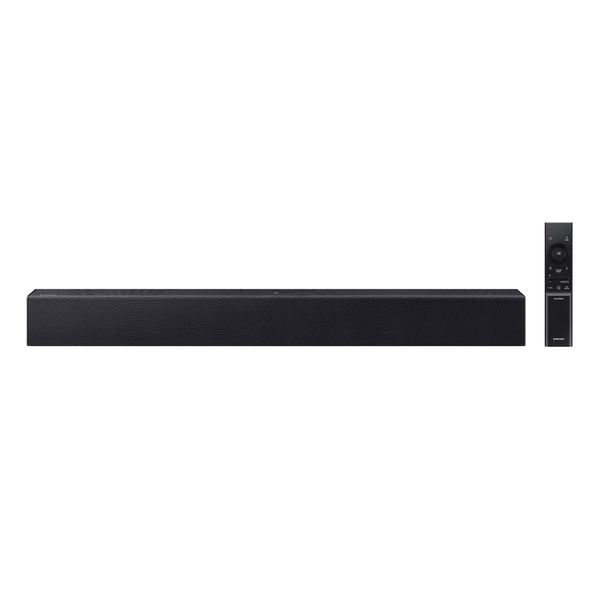 Soundbar Samsung HW-B400F, com 2.0 canais, Bluetooth, Subwoofer integrado e HDMI ARC Preto titânio