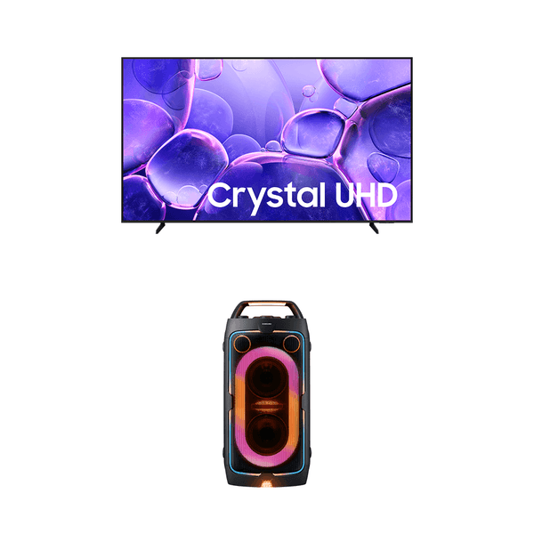 Super Big Smart TV 85” Crystal UHD 4K U8100F + Sound Tower MX ST40F 160W Combo