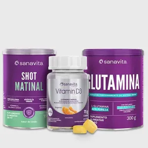 Combo Vitalidade Matinal Glutamina | Shot Matinal | Vitamina D3 Gummy