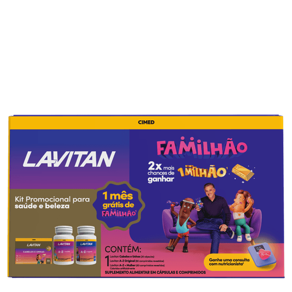 Kit Lavitan Cabelos e Unhas 30 Cápsulas + A-Z Mulher 60 Comprimidos + A-Z Original 60 Comprimidos
