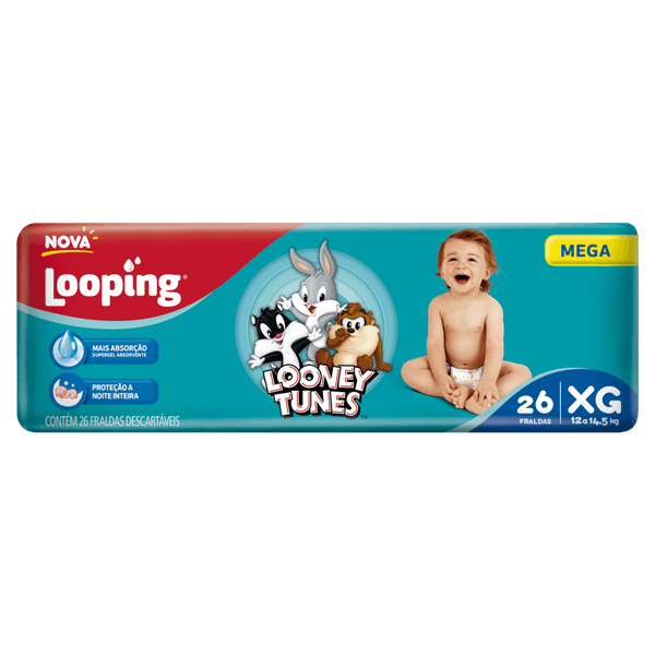 Fralda Looney Tunes Looping Mega 26 Un XG