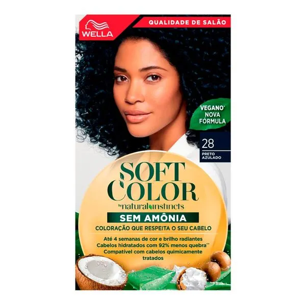 Tinta de Cabelo Wella Soft Color 28 Preto Azulado