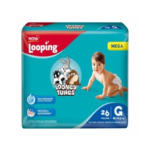 Fralda Looping Looney Tunes Mega G com 26 Unidades