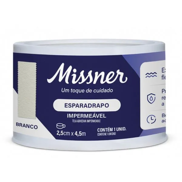 Esparadrapo Impermeável Branco 2,5cm X 4,5m - Missner