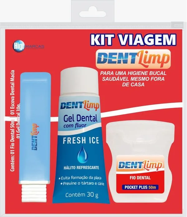 Kit Viagem Dentlimp Esc+Fio Dental+Gel Dental 30G