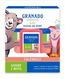 Kit Banho do Bebê Granado Sabonete Líquido Infantil Glicerina Calêndula 250ml 1 Uni + Refil Sabonete Líquido Infantil Calêncula 250ml 2 Uni