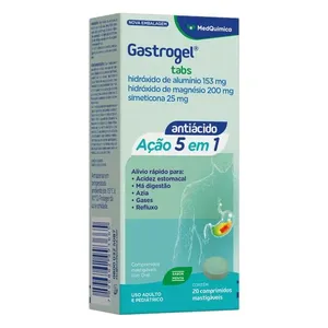 Gastrogel Tabs 153mg + 200mg + 25mg Sabor Menta 20 Comprimidos Mastigáveis
