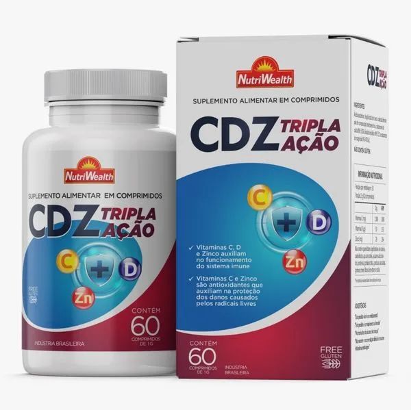 VITAMINA CDZ TRIPLA AÇÃO 60 CPRS NUTRI WEALTH