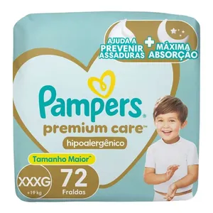 Fralda Pampers Premium Care Tamanho XXXG 72 Unidades