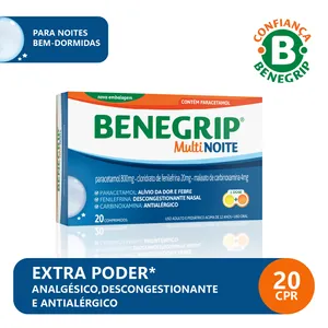 Benegrip Multi Noite Antigripal Analgésico e Descongestionante 20 Comprimidos