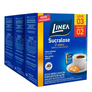 Adoçante Linea Sucralose Pó 8g 50 Envelopes 3 Caixas
