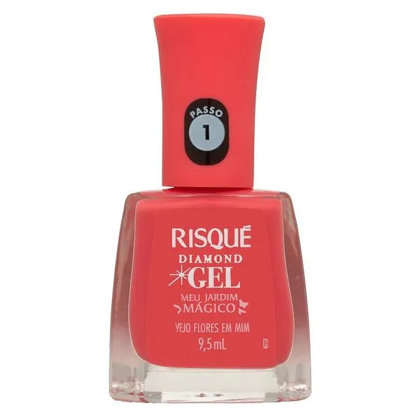 Esmalte Coral Cremoso Risqué Diamond Gel Meu Jardim Mágico Vejo Flores em Mim 9,5ml Esmalte Risqué Diamond Gel Meu Jardim Mágico Vejo Flores Em Mim 9,5ml