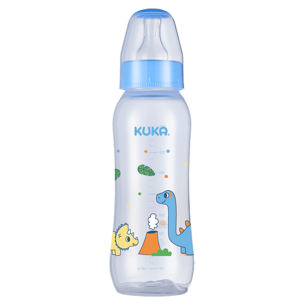 Mamadeira Infantil Natural Color Bicouniversal 250ml Bico Silicone Livre BPA Kuka Higiênica Mamadeira Kuka Natural Color Bicouniversal Azul 250Ml - Kuka