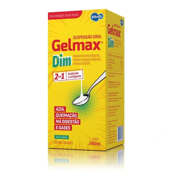 Antiácido Gelmax Dim Suspensão Oral Sem Sabor 240ml