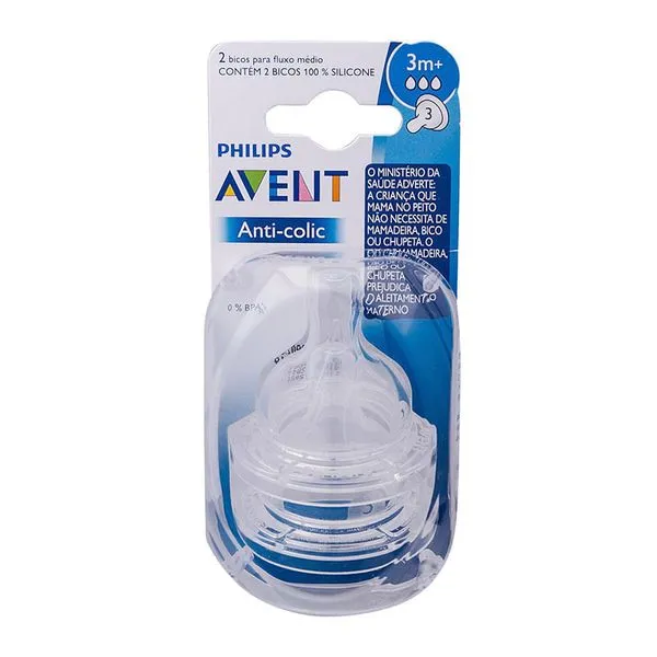 Bico de Mamadeira Avent Anti Colic 3+ Meses 2 Unidades