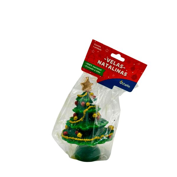 Vela Verde com Estampa Dourada de Natal Velarte