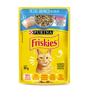 Ração Úmida Friskies Gatos Adultos Peixe Branco ao Molho 85 g