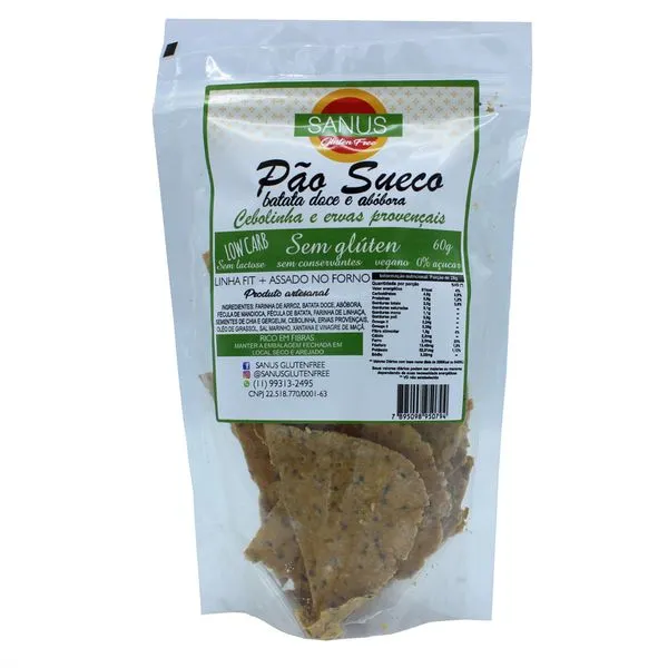Pão Sueco de Cebolinha e Ervas Provençais Sem Glúten Sanus 60g