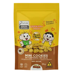 Mini Cookie com Pedaços de Castanha-de-Caju e Gotas de Chocolate Turma Da Mônica Amigos do Bem Lanchinho Solidário 30g