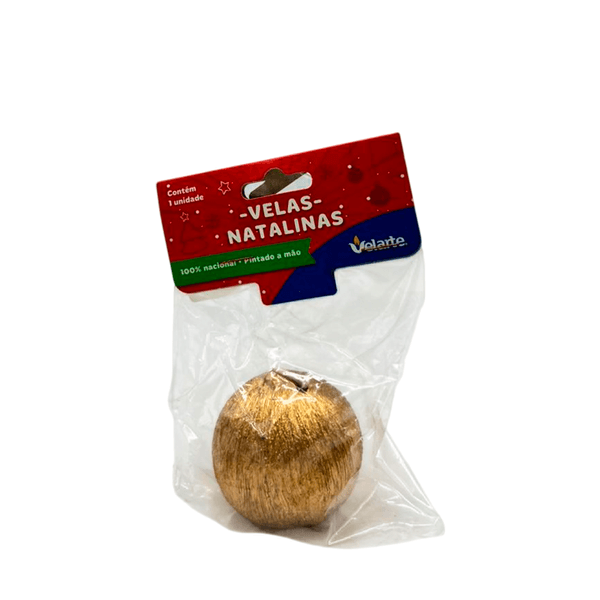Vela Bola Pequena Riscada Ouro Velarte -Natal