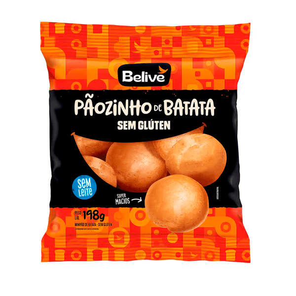Pãozinho de Batata Sem Glúten, Sem Leite e Sem Lactose Belive – 198g