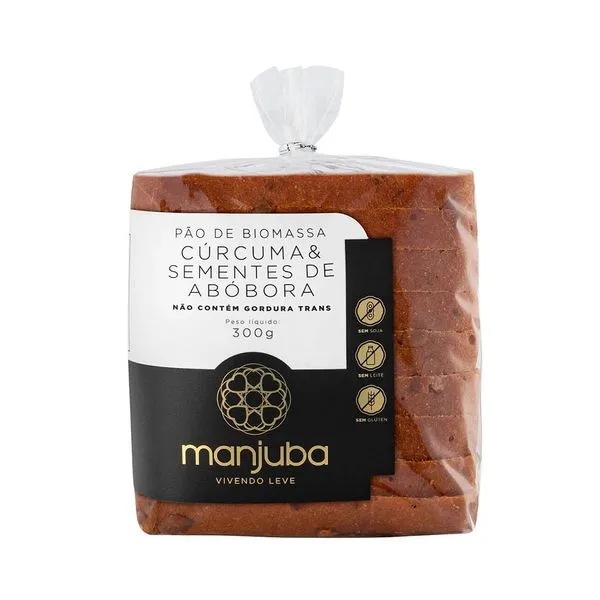 Pão de Biomassa de Banana Verde, Cúrcuma e Semente de Abóbora Manjuba 300g