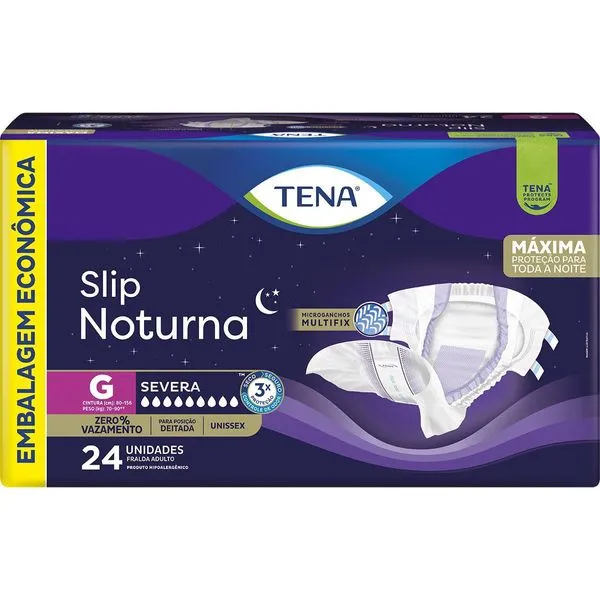 Fralda Geriátrica Descartável Tena Slip Noturna Incontinência Urinária Severa G 24 Unidades