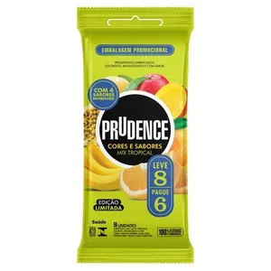 Preservativo Prudence Mix Tropical Lubrificado Sabores Sortidos 8 Unidades