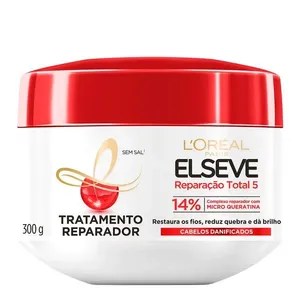 Creme de Tratamento Elseve Reparação Total 5+ para Cabelos Danificados 300g