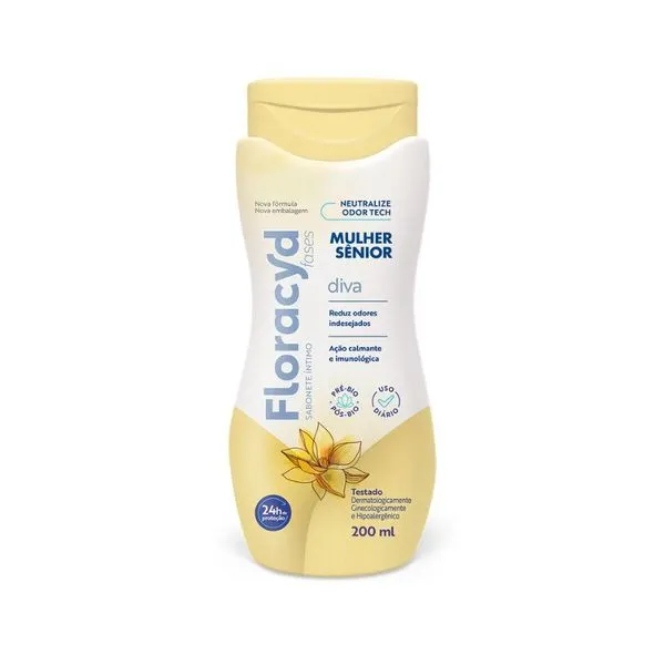 Sabonete Líquido Íntimo Floracyd Diva Senior 200ml FLORACYD SAB INTIMO 200ML DIVA SENIOR