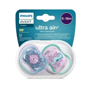 Chupeta Philips Avent Ultra Air +6 meses Silicone Azul e Rosa 2 Unidades