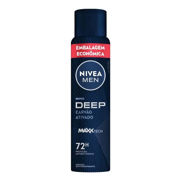 Desodorante Antitranspirante Nivea Men Deep Maxx Tech Carvão Ativado 72h Aerossol 200ml