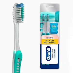 Escova Dental Oral-B Sensitive Indicator Extra Macia 2 Unidades + Fio Dental Satin Floss