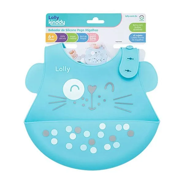 Babador Lolly Silicone Pega Migalhas Azul BABADOR LOLLY SILICONE PEGA MIGALHAS AZU