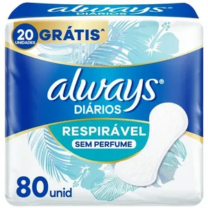 Protetor Diário Always Diários Respirável Sem Perfume 80 Unidades