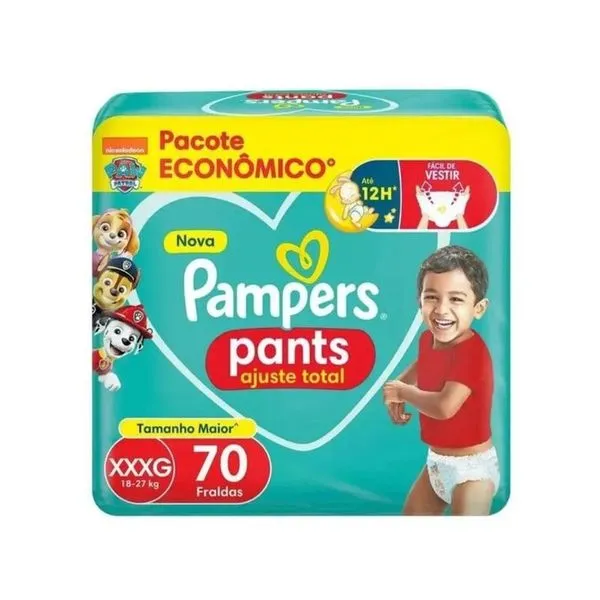 Fralda Pampers Pants Ajuste Total Max XXXG 70 Unidades FR PAMPERS PANTS AJUSTE TOTAL MAX XXXG 7