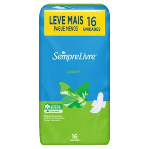 Absorvente Adapt com Abas 16 Unidades Cobertura Suave Sempre Livre Absorvente com Abas Suave Sempre Livre Adapt Pacote 16 Unidades Leve Mais Pague Menos